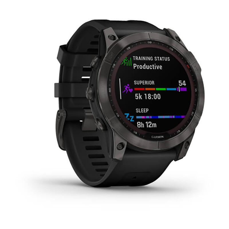 GARMIN Fenix® 7X Sapphire Solar Edition, EMEA, Carbon Grey DLC Titanium with Black Band Watch