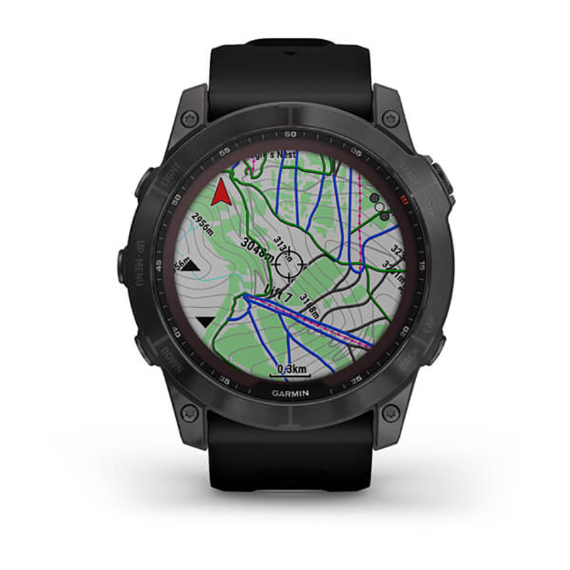 GARMIN Fenix® 7X Sapphire Solar Edition, EMEA, Carbon Grey DLC Titanium with Black Band Watch
