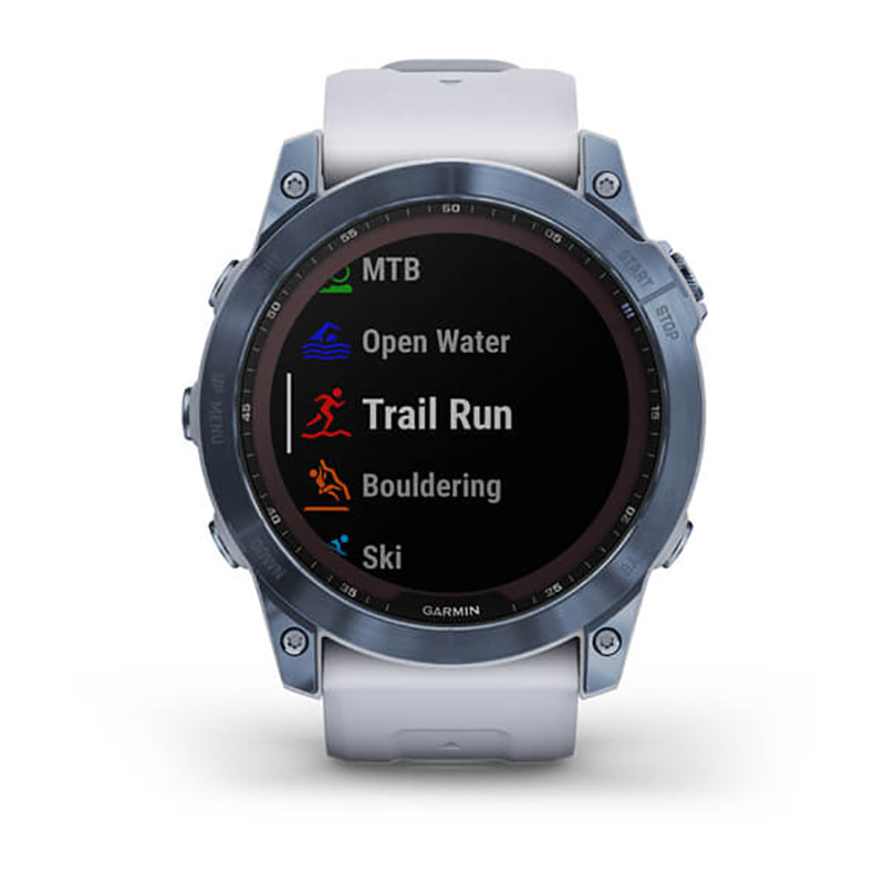 GARMIN Fenix® 7X Sapphire Solar Edition, EMEA, Mineral Blue DLC Titanium with Whitestone Band Watch