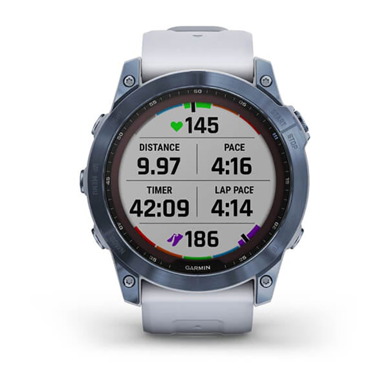 GARMIN Fenix® 7X Sapphire Solar Edition, EMEA, Mineral Blue DLC Titanium with Whitestone Band Watch