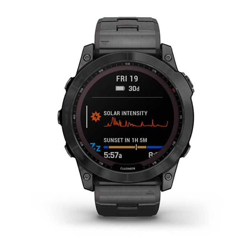 GARMIN Fenix® 7X Sapphire Solar Edition, EMEA, Carbon Grey DLC Titanium with Carbon Grey DLC Vented Titanium Band GPS Watch