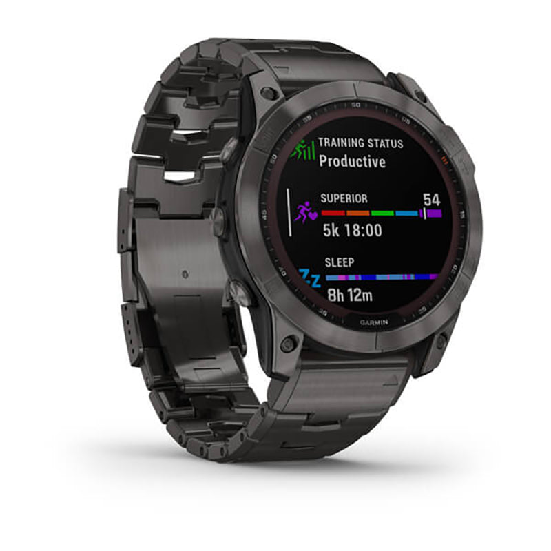 GARMIN Fenix® 7X Sapphire Solar Edition, EMEA, Carbon Grey DLC Titanium with Carbon Grey DLC Vented Titanium Band GPS Watch