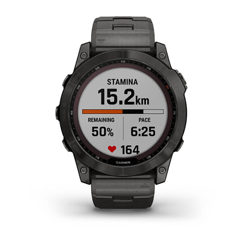 GARMIN Fenix® 7X Sapphire Solar Edition, EMEA, Carbon Grey DLC Titanium with Carbon Grey DLC Vented Titanium Band GPS Watch