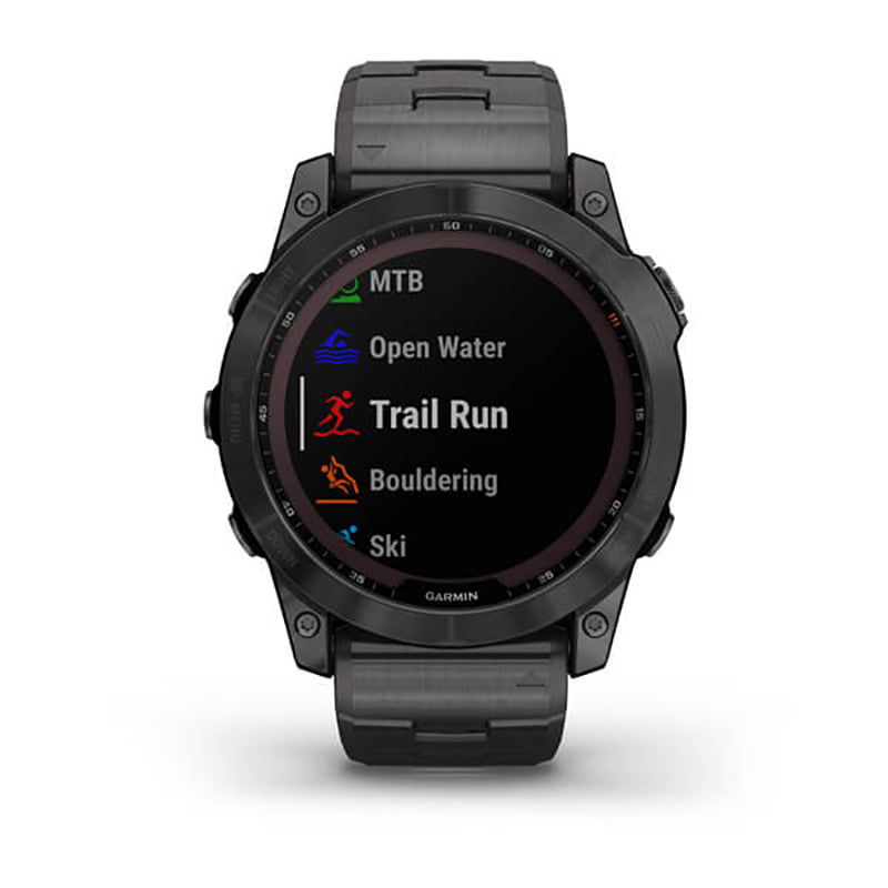 GARMIN Fenix® 7X Sapphire Solar Edition, EMEA, Carbon Grey DLC Titanium with Carbon Grey DLC Vented Titanium Band GPS Watch