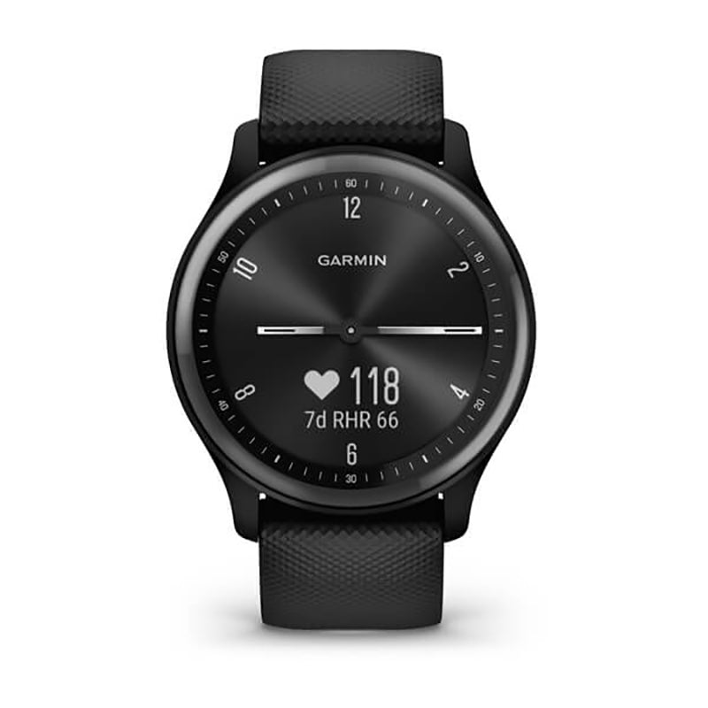 GARMIN Vivomove® Sport, WW, Black Case and Silicone Band with Slate Accents Watch