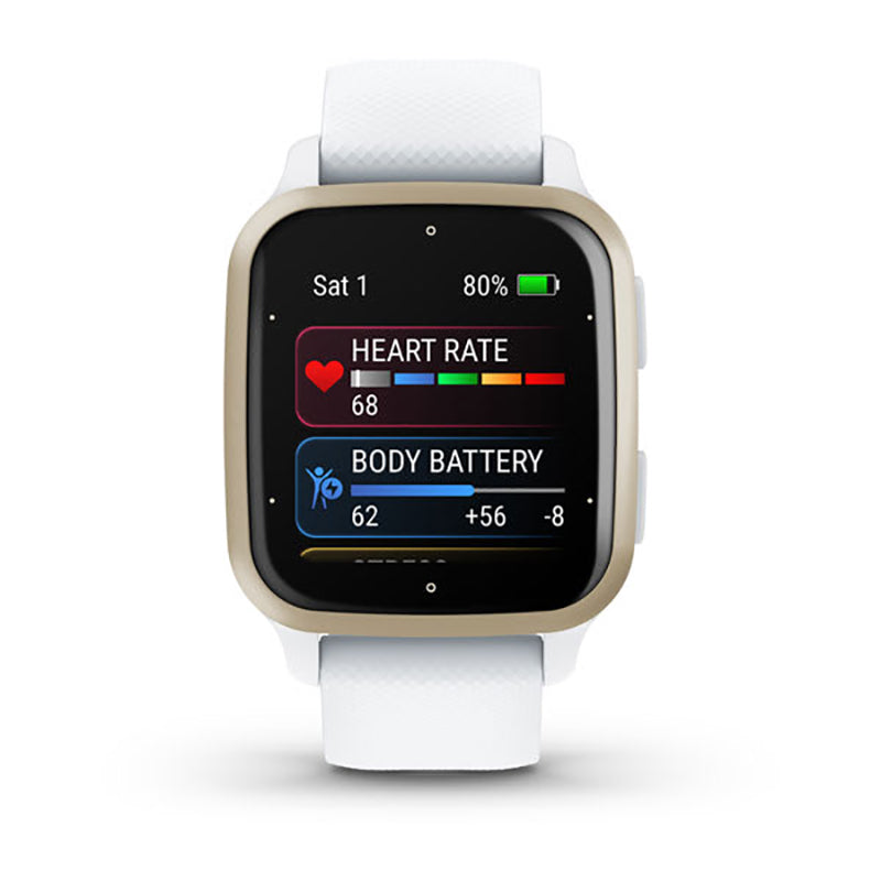 GARMIN Venu Sq 2 Cream Gold Aluminium Bezel with White Case and Silicone Band