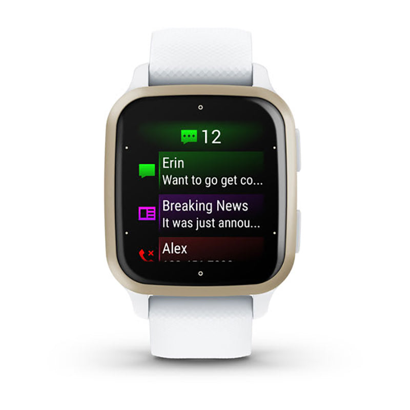 GARMIN Venu Sq 2 Cream Gold Aluminium Bezel with White Case and Silicone Band