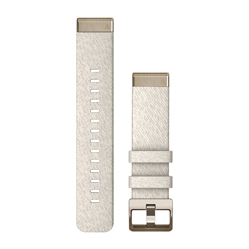 GARMIN Fenix 7S QuickFit® 20MM Cream Heathered Nylon with Cream Gold Hardware Watch Band