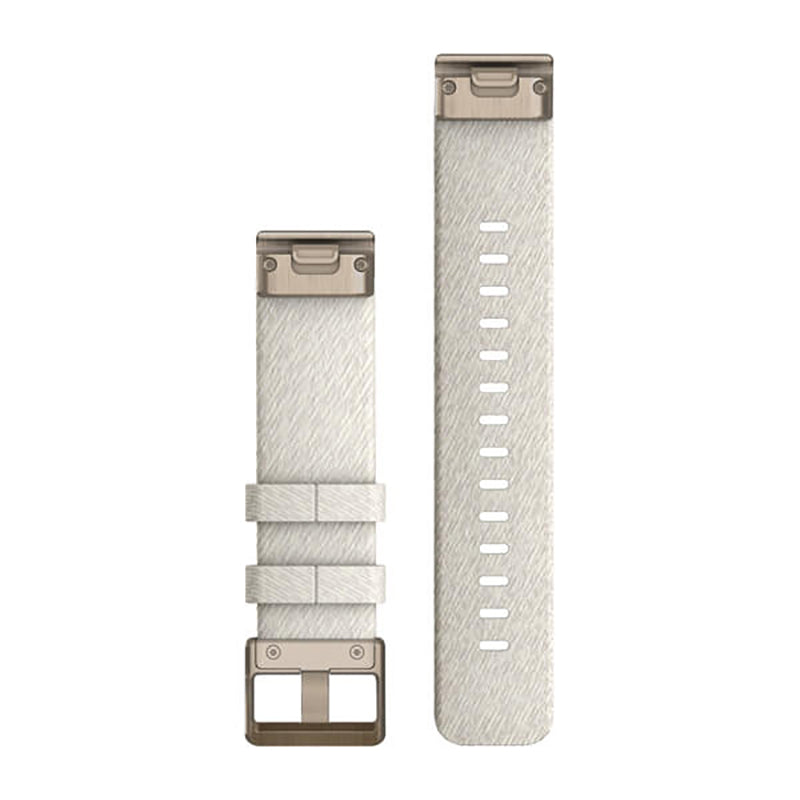 GARMIN Fenix 7S QuickFit® 20MM Cream Heathered Nylon with Cream Gold Hardware Watch Band