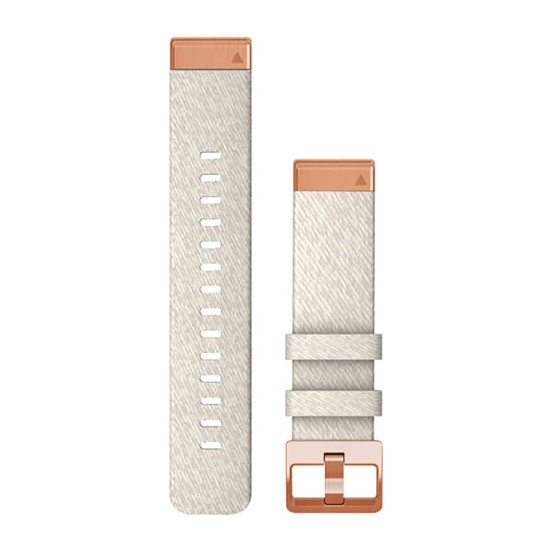 GARMIN Fenix 7S QuickFit® 20MM Cream Heathered Nylon with Rose Gold Hardware Watch Band