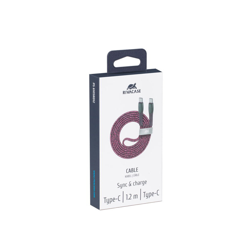 RivaCase Type-C / Type-C Nylon Braided Cable 1.2m Red