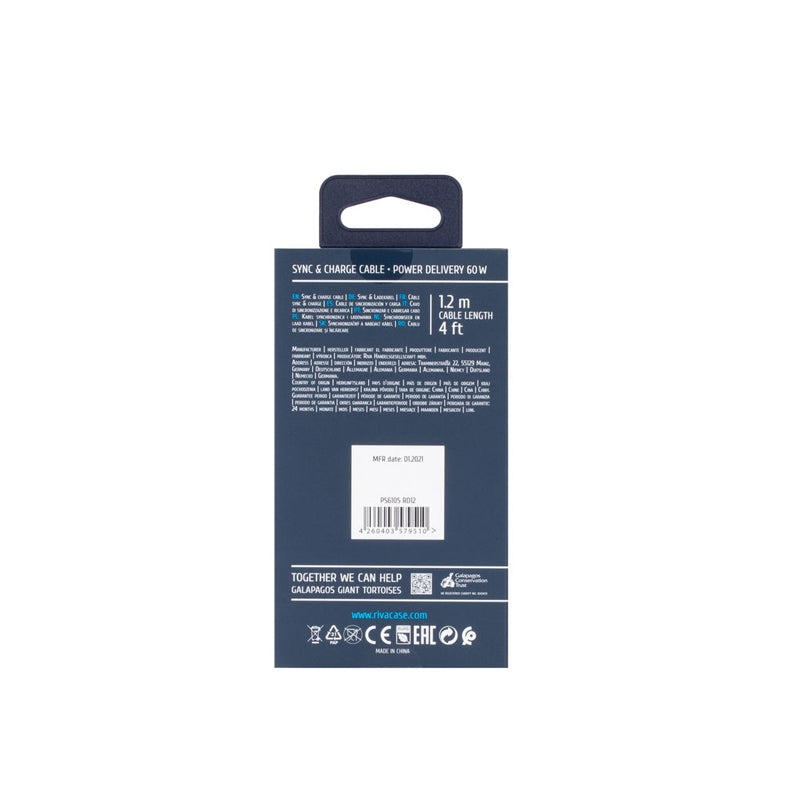 RivaCase Type-C / Type-C Nylon Braided Cable 1.2m Red