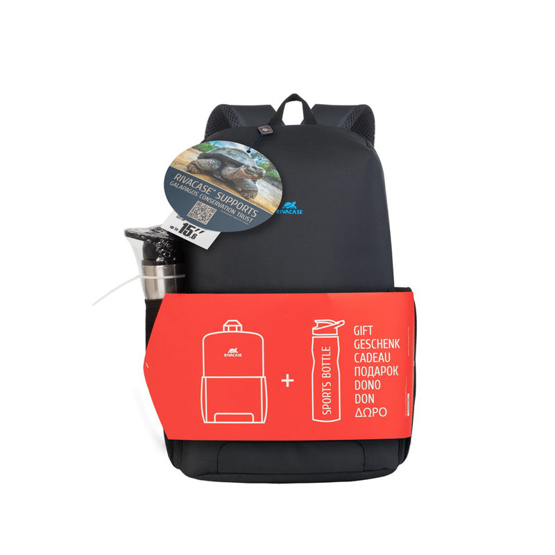 RivaCase 8068 Black Full Size Laptop 15.6"+ Sport Bottle