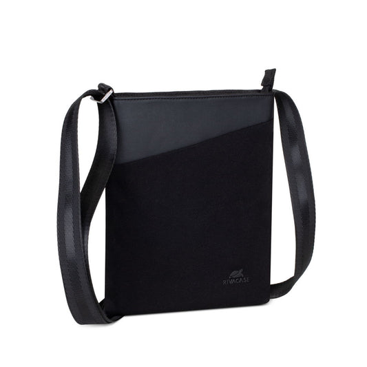 RivaCase 8509 Black Canvas Crossbody Bag 8"