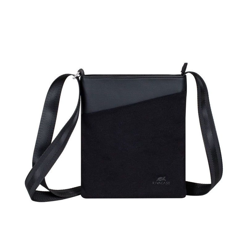 RivaCase 8509 Black Canvas Crossbody Bag 8"