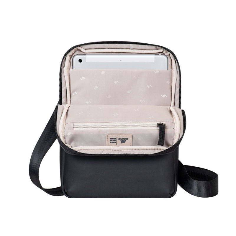 RivaCase 8511 Black Canvas Crossbody Bag 11"