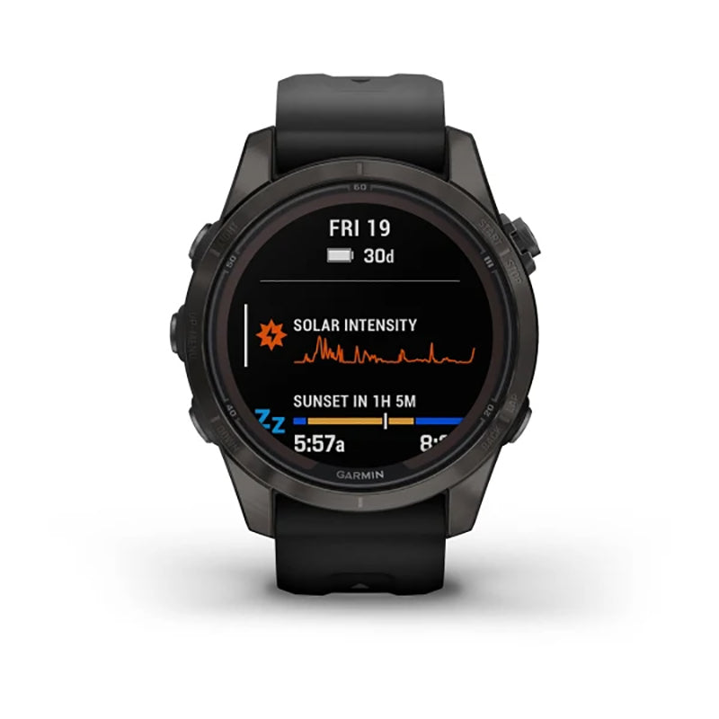 GARMIN Fenix® 7S Pro Sapphire Solar Edition Carbon Grey DLC Titanium with Black Band