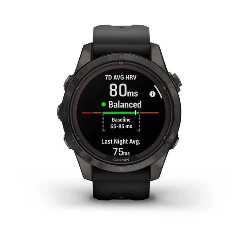 GARMIN Fenix® 7S Pro Sapphire Solar Edition Carbon Grey DLC Titanium with Black Band