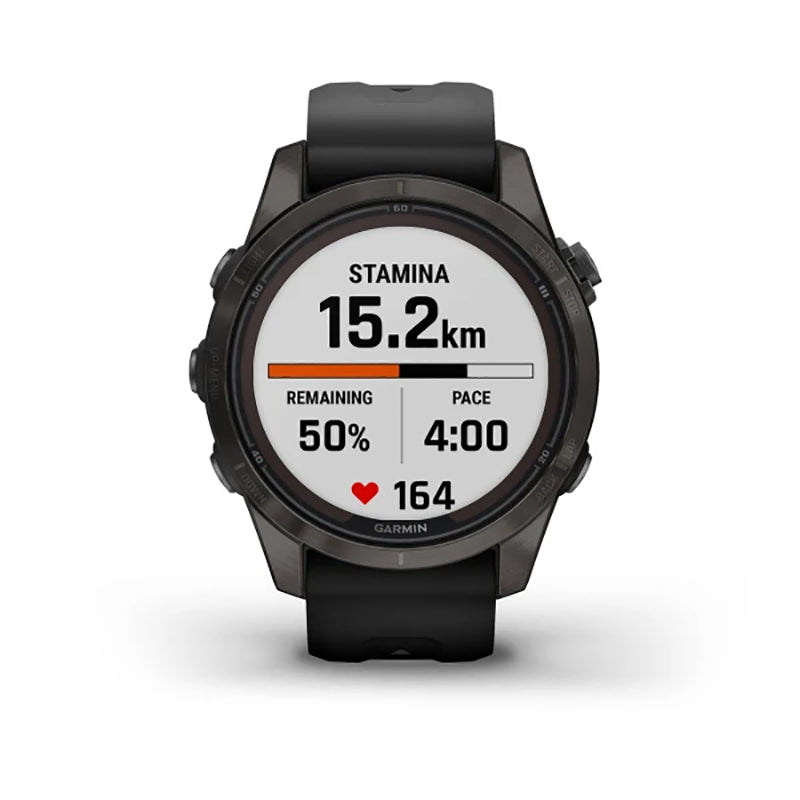 GARMIN Fenix® 7S Pro Sapphire Solar Edition Carbon Grey DLC Titanium with Black Band