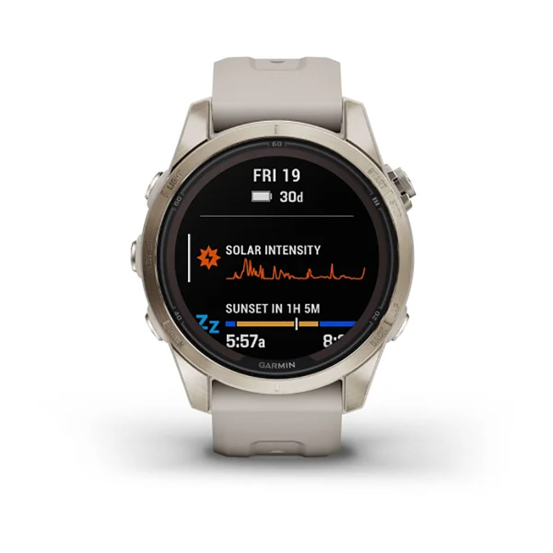 GARMIN Fenix® 7S Pro Sapphire Solar Edition Soft Gold with Light Sand Band