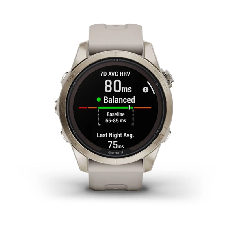 GARMIN Fenix® 7S Pro Sapphire Solar Edition Soft Gold with Light Sand Band