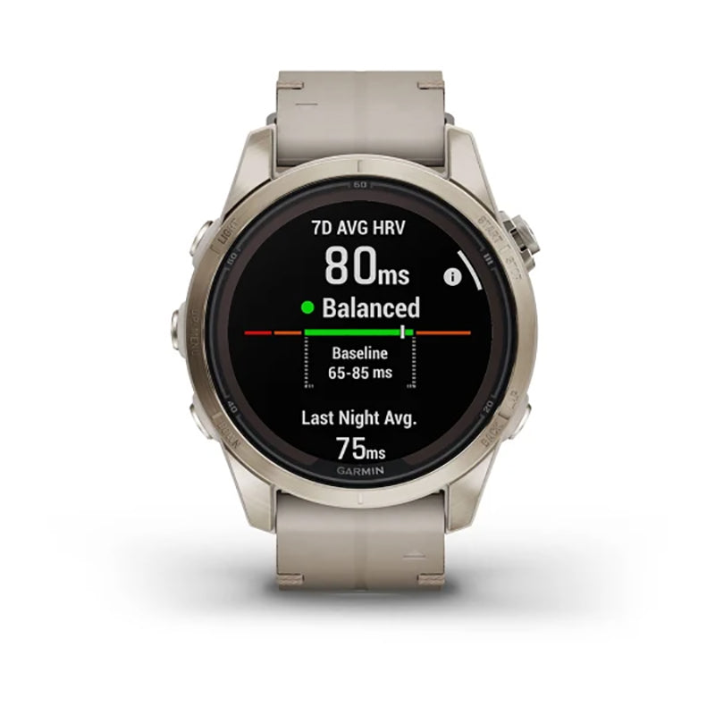 GARMIN Fenix® 7S Pro Sapphire Solar Edition Soft Gold with Limestone Leather Band