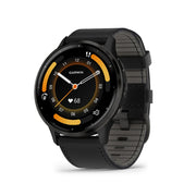 GARMIN Venu® 3 Slate Stainless Steel Bezel with Black Case and Black Leather Band