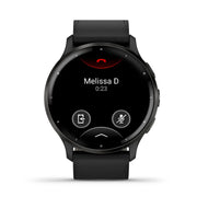 GARMIN Venu® 3 Slate Stainless Steel Bezel with Black Case and Black Leather Band