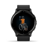 GARMIN Venu® 3 Slate Stainless Steel Bezel with Black Case and Black Leather Band