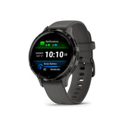 GARMIN Venu® 3S Slate Stainless Steel Bezel with Pebble Grey Case and Silicone Band