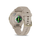 GARMIN Venu® 3S Soft Gold Stainless Steel Bezel with French Grey Case and Silicone Band