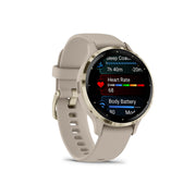 GARMIN Venu® 3S Soft Gold Stainless Steel Bezel with French Grey Case and Silicone Band
