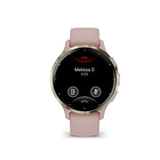 GARMIN Venu® 3S Soft Gold Stainless Steel Bezel with Dust Rose Case and Silicone Band
