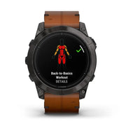 GARMIN Epix™ Pro (Gen 2) Sapphire Edition Carbon Grey DLC Titanium with Chestnut Leather Band