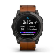 GARMIN Epix™ Pro (Gen 2) Sapphire Edition Carbon Grey DLC Titanium with Chestnut Leather Band