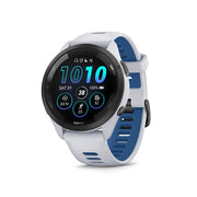 GARMIN Forerunner® 265 Music Black Bezel with Whitestone Case and Whitestone/Tidal Blue Silicone Band