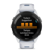 GARMIN Forerunner® 265 Music Black Bezel with Whitestone Case and Whitestone/Tidal Blue Silicone Band
