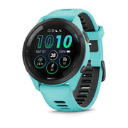 GARMIN Forerunner® 265 Music Black Bezel with Aqua Case and Aqua/Black Silicone Band
