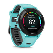 GARMIN Forerunner® 265 Music Black Bezel with Aqua Case and Aqua/Black Silicone Band