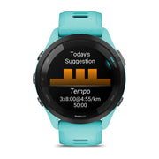 GARMIN Forerunner® 265 Music Black Bezel with Aqua Case and Aqua/Black Silicone Band