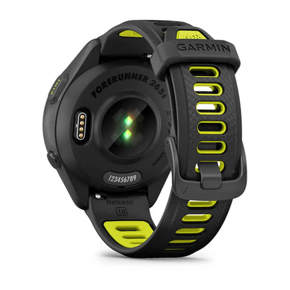 GARMIN Forerunner® 265 Music Black Bezel and Case with Black/Amp Yellow Silicone Band