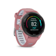 GARMIN Forerunner® 265S Black Bezel with Light Pink Case and Light Pink/Powder Grey Silicone Band