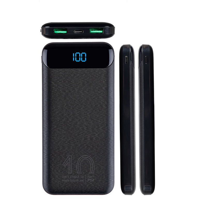 RivaCase QC/PD 20W LCD 10000mAh Portable Battery Black