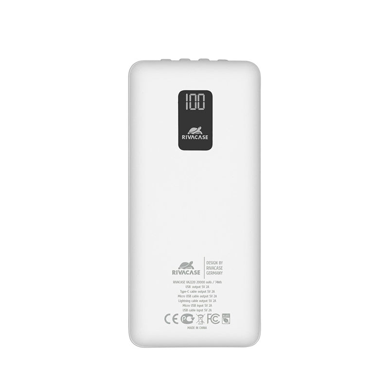 RivaCase EU Portable Battery 20000mAh White