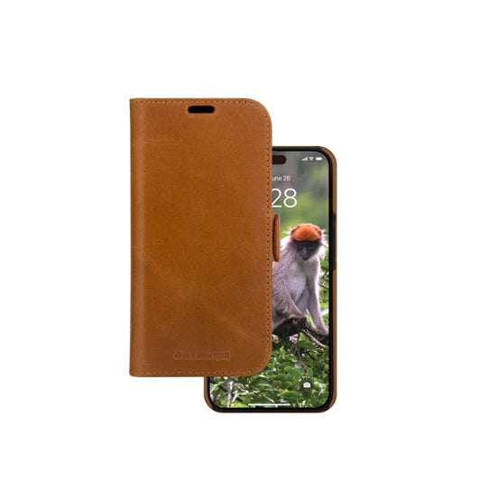 dbramante1928 Lynge Wallet Folio Full Grain Leather Case For iPhone 15 Pro Tan
