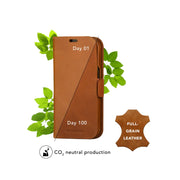 dbramante1928 Lynge Wallet Folio Full Grain Leather Tan Case For iPhone 15 Pro