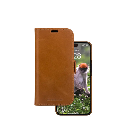dbramante1928 Lynge Wallet Folio Full Grain Leather Case For iPhone 15 Pro Max Tan