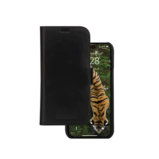 dbramante1928 Lynge Wallet Folio Full Grain Leather Case For iPhone 15 Pro Max Black