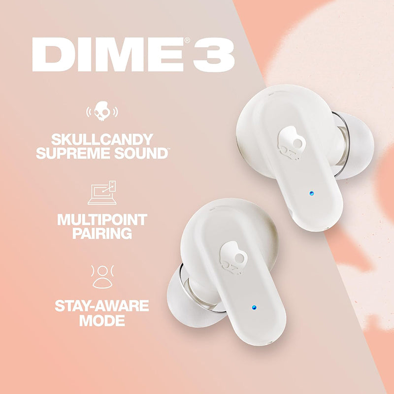 Skullcandy Dime 3 True Wireless Earbuds Bone/Orange Glow