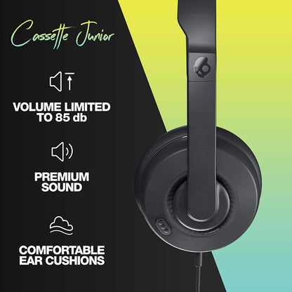Skullcandy Cassette Junior Volume-Limited On-Ear Wired Headphones Black